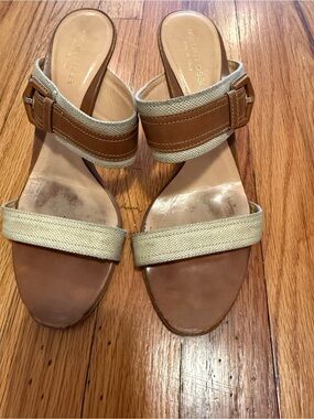 Sergio Rossi Canvas & Leather Sandals — EU 38.5 / US 8.5 | Made in Italy